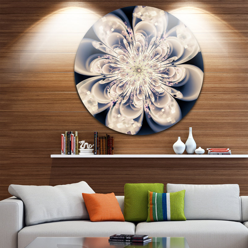 « white fractal fleur », impression sur métal, H 38 po x l 38 po x P 1 po