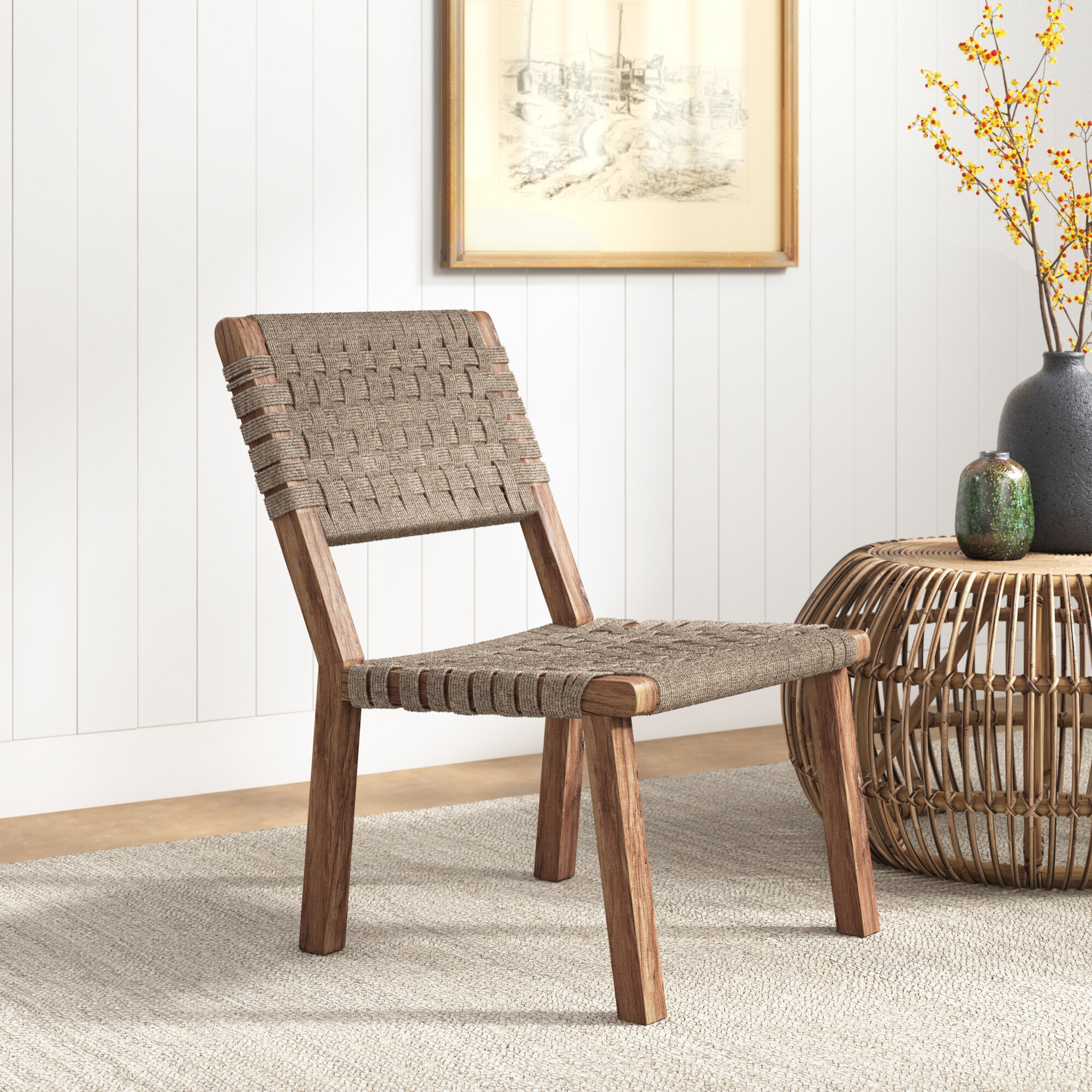 Wicker best sale slipper chair