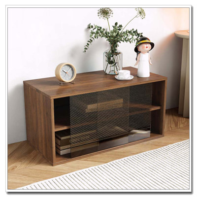 Armoire de rangement empilable avec portes coulissantes en verre