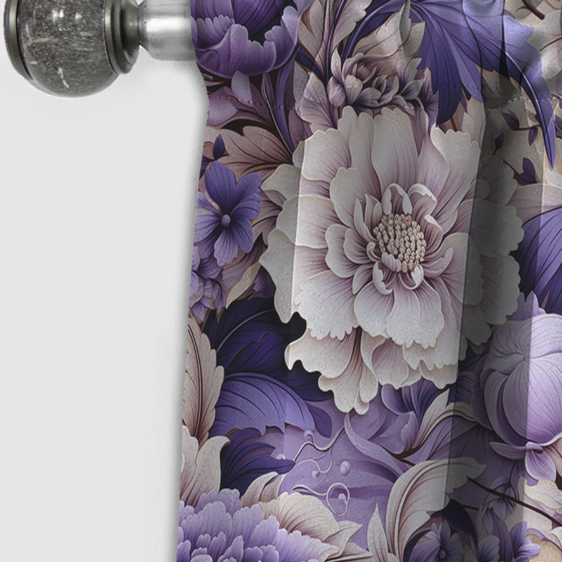 Mauve persan Paisleys - Rideau floral - Rideau occultant floral - 1 panneau, L 52 po x L 108 po