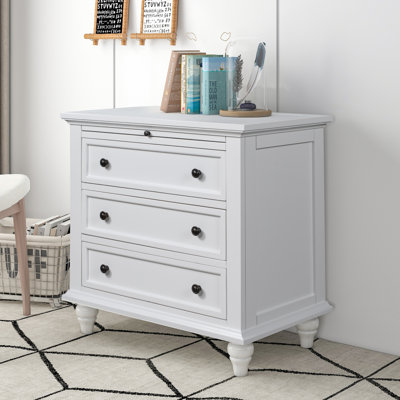 3-Drawer Storage Wood Cabinet, End Table With Pull Out Tray