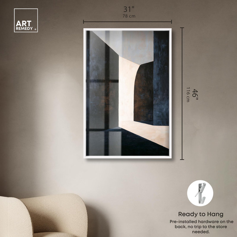 Décoration murale moderne «Innevenable Encounter III» par Art Remedy, cadre blanc, 31 x 46, H 46 po x l 31 po, Cadre blanc