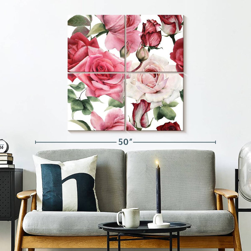 Harnek roses en fleurs, H 32 po x l 32 po