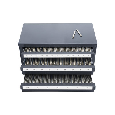 End Mill Dispenser Cabinet, Three-Drawer End Mill Organizer Cabinet for 1/8" to 1", Steel End Mill Dispenser Organizer Cabinet with Labels, 29-Compartment Stackable for End Mill Storage