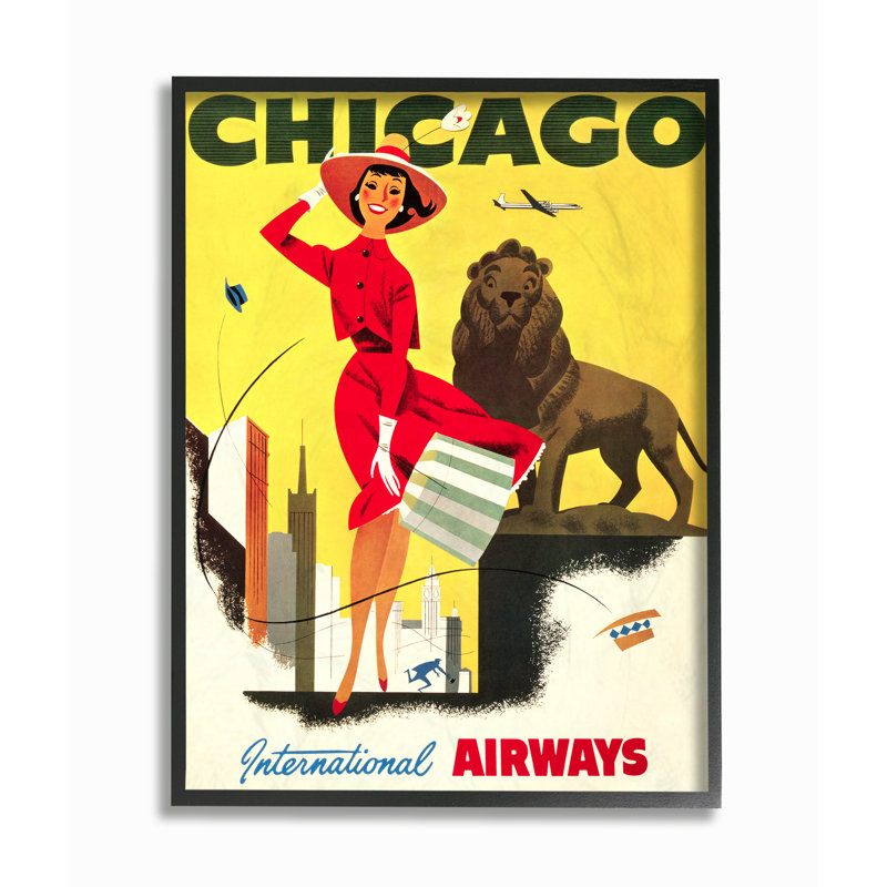 Affiche rétro «Chicago Chicago» par Piddix, reproduction d'art textuel sur toile, H 14 po x l 11 po