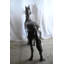 Grande sculpture cheval en argent taille réelle sur pied 76 po x 19 po x H 65 po