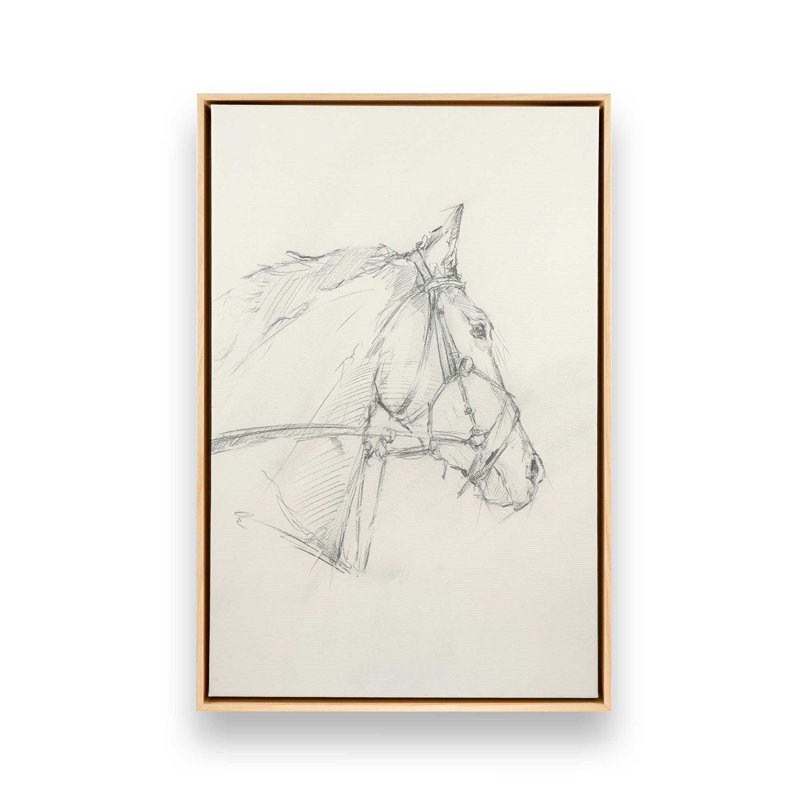 «Bridled Horse Courir croquis I» par Ethan Harper, reproduction d'art, H 16 po x l 12 po, Tanné