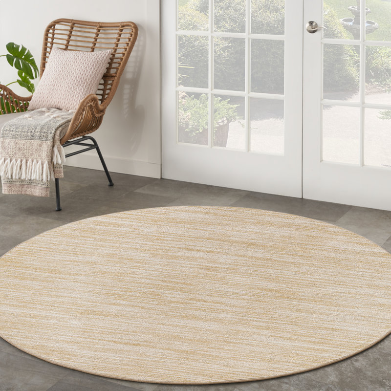 Tapis intérieur / extérieur en polypropylène tissé à la machine Balaton crème / ivoire, Rond 6 pi