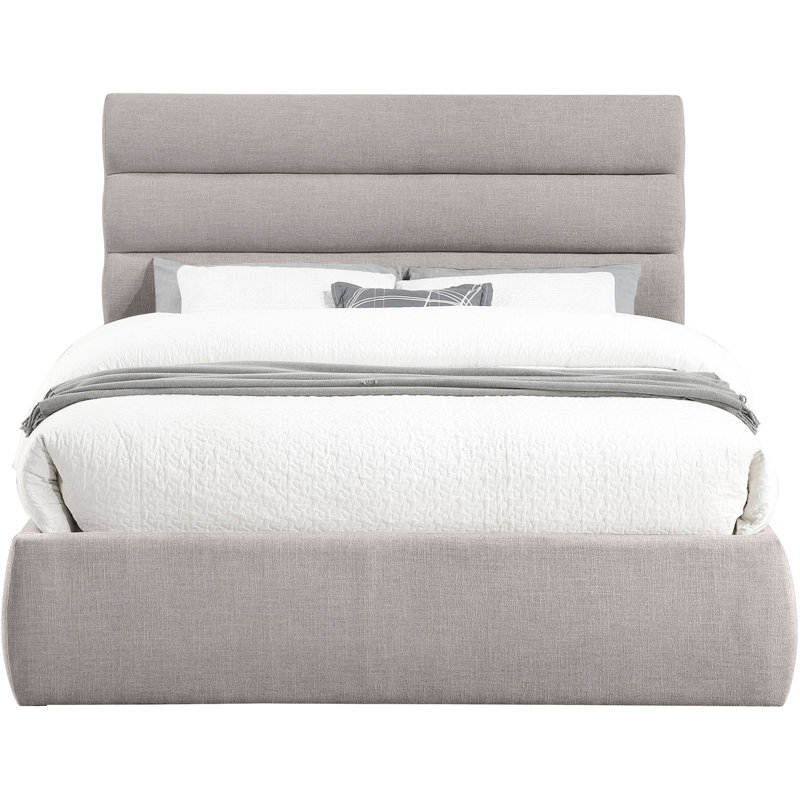 Lit en tissu Adam, Grand, Taupe Linen Textured Fabric