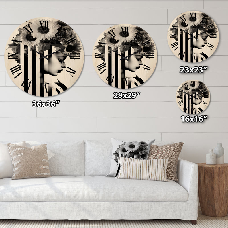 Horloge murale en bois massif Palsgrave, Très grand