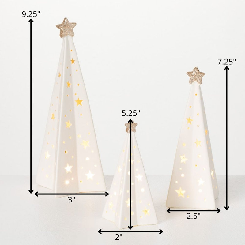 Lighted Star Trees - Set Of 3