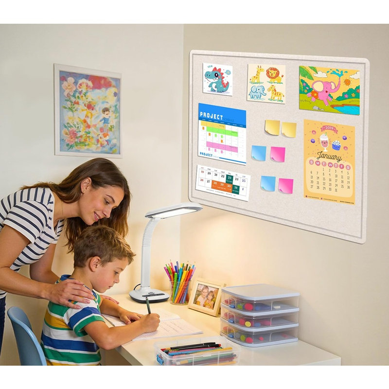 Babillard en feutre pliable pour mur, tableau d'affichage décoratif avec fixation auto-adhésive et 20 punaises, avoine