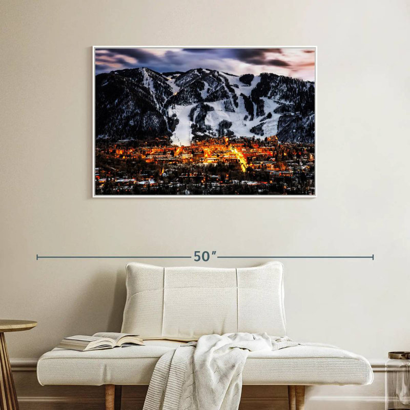Aspen la nuit, Cadre flottant blanc, 40 po x 27 po