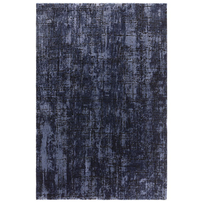 Abrienne Soft Shiny Modern Blue/Black Rug, Rectangle 160 x 230cm