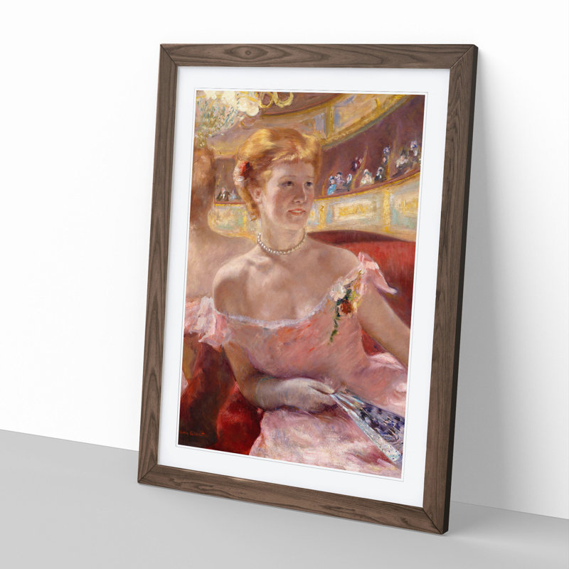 Woman with a Pearl Necklace by Mary Cassatt - Picture Frame Painting, Walnut Framed, 65cm H x 48cm W x 2cm D