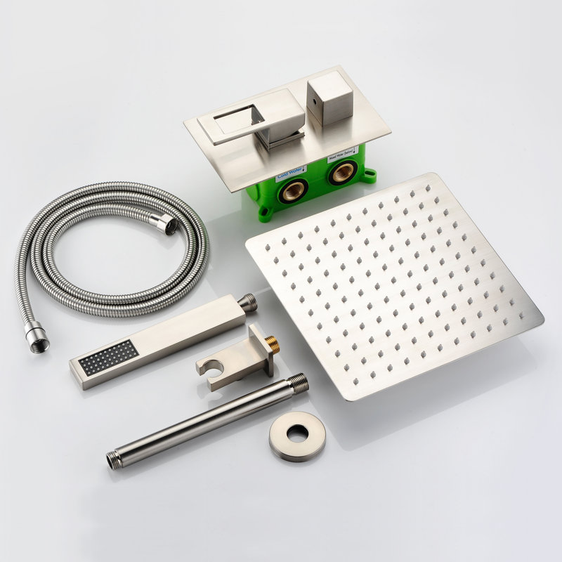 Shower System with Shower Head and Handle, Shower Faucets with Handheld Shower, Brushed Nickel