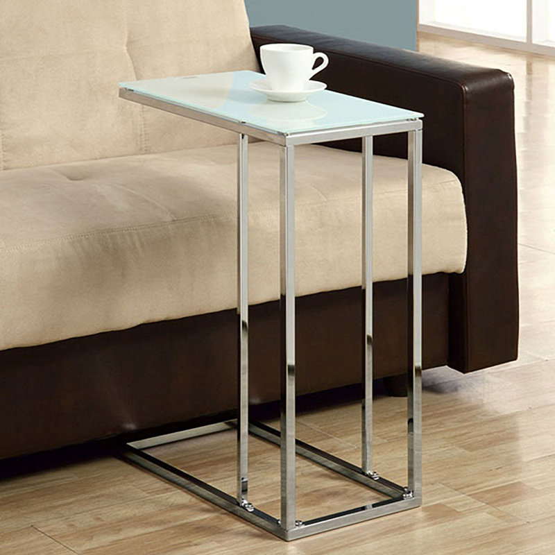 Daeyonna Snack Table With White Top And Chrome Legs