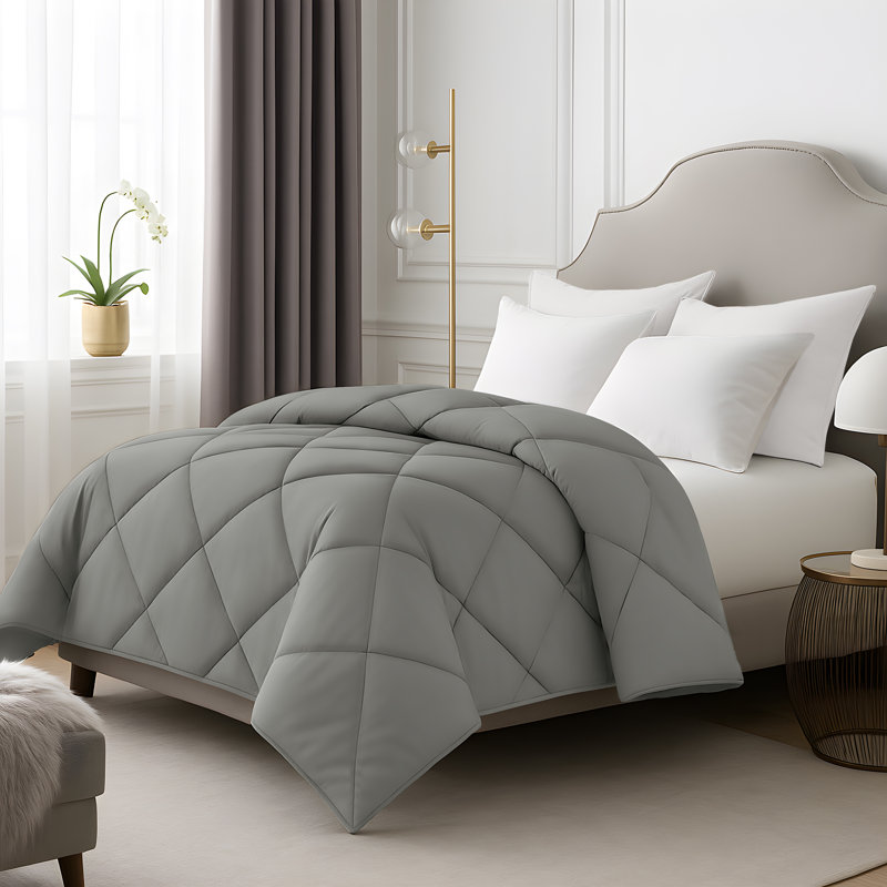 Édredon en duvet synthétique uni toutes saisons Lux Decor, Gris, Édredon très grand