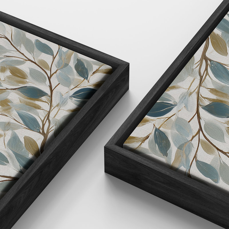 «Falling Leaves» dans des tons bleus et neutres pour impression murale de chambre à coucher ou de couloir, H 20 po x l 60 po