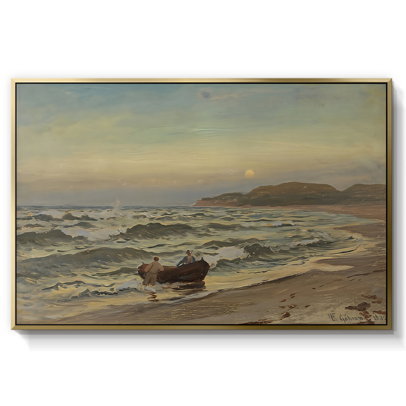 Tempête à Rügen, 1882 - Hans Gude, toile tendue avec châssis, 26 x 40, Doré