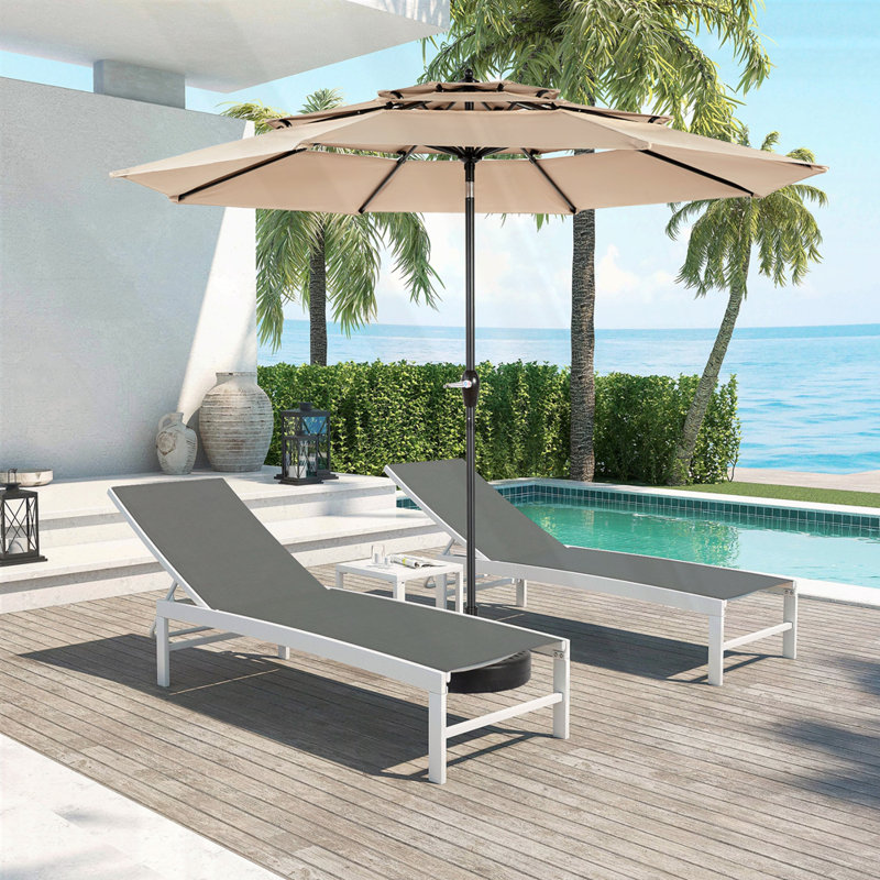 Parasol à 3 niveaux en aluminium 10 pi (base non incluse), Kaki