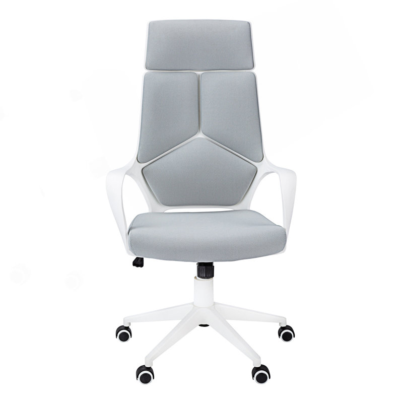 Chaise de bureau ergonomique pivotante à hauteur réglable, Gris, Blanc