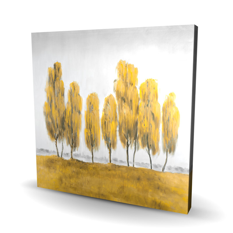 Sept arbres jaunes abstraits - art sur toile gris