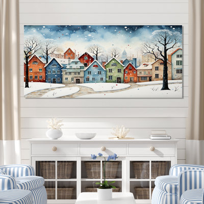 Multicolor frosty city in winter I - Winter Landscape Framed Canvas Print Wall Art