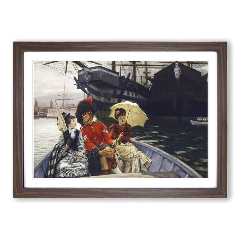 Portsmouth Dockyard by James Tissot - Framed Print, Walnut Framed, 48cm H x 65cm W x 2cm D