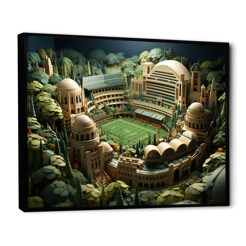 Koldo Stadiums, champ de gloire sur toile, Cadre flottant noir, H 16 po x l 32 po x P 1 po