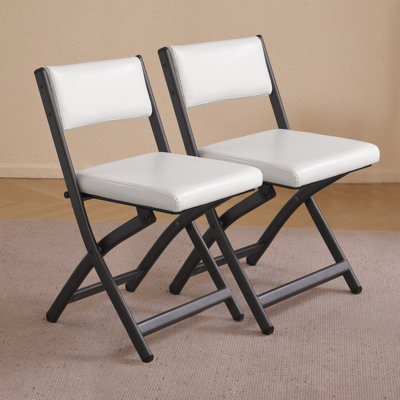 2 Pack Padded Folding Dining chairs with Thick Soft Cushion and Steel Frame in White