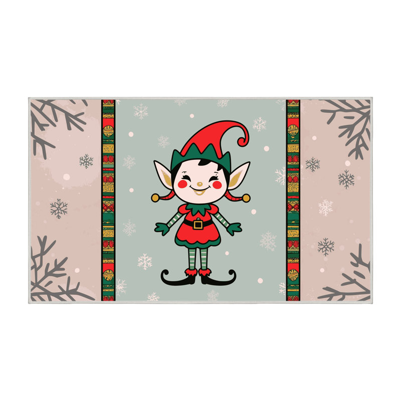 Tapis de vacances d'hiver de Noël lavable The Holiday Aisle®, Rectangulaire 2 pi x 3 pi