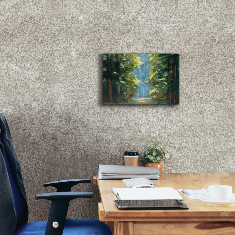 «Sunlit Forest Blue C» par Julia Purinton, art mural sur toile, H 12 po x l 18 po x P 0,75 po