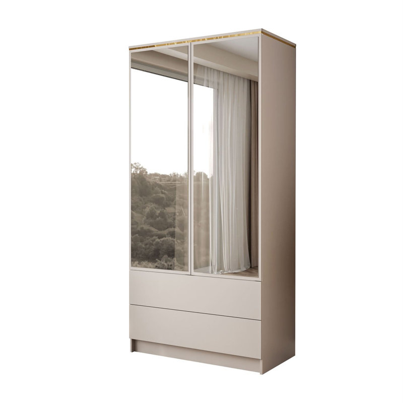 2 Door Manufactured Wood Wardrobe, Handleless system