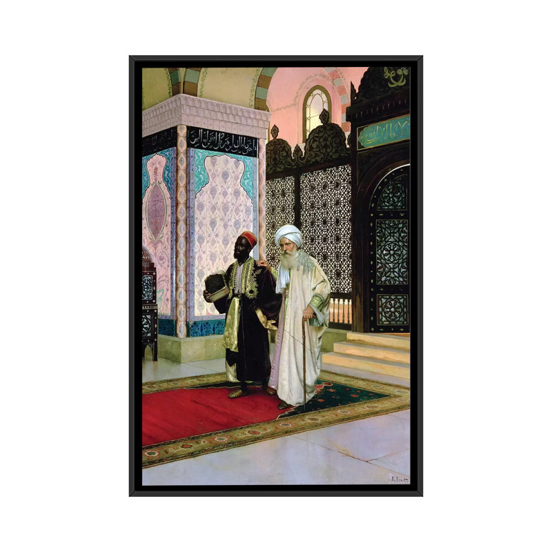 «After Prayers at the Mosque», impression sur toile, H 26 po x l 18 po x P 1,5 po, Toile avec cadre noir, Pas de tapis