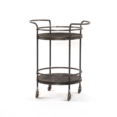 Dussault Bar Cart in Transitional Gray Finish on Solid Wood with Iron Frame by George Oliver