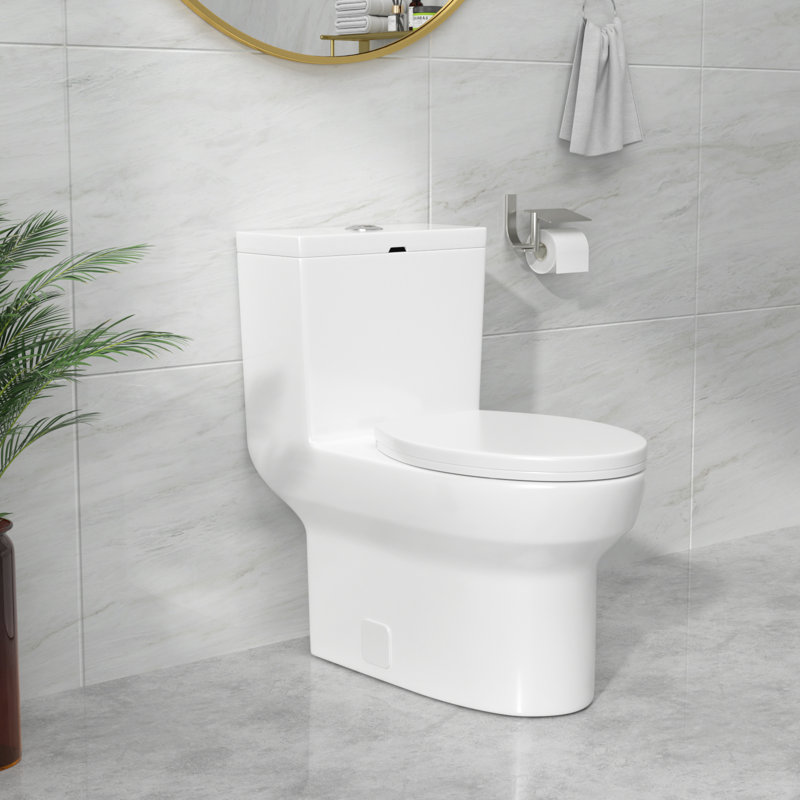 Toilette une pièce fixée au sol à hauteur de chaise 1,6 GPF Sarlai (siège inclus)