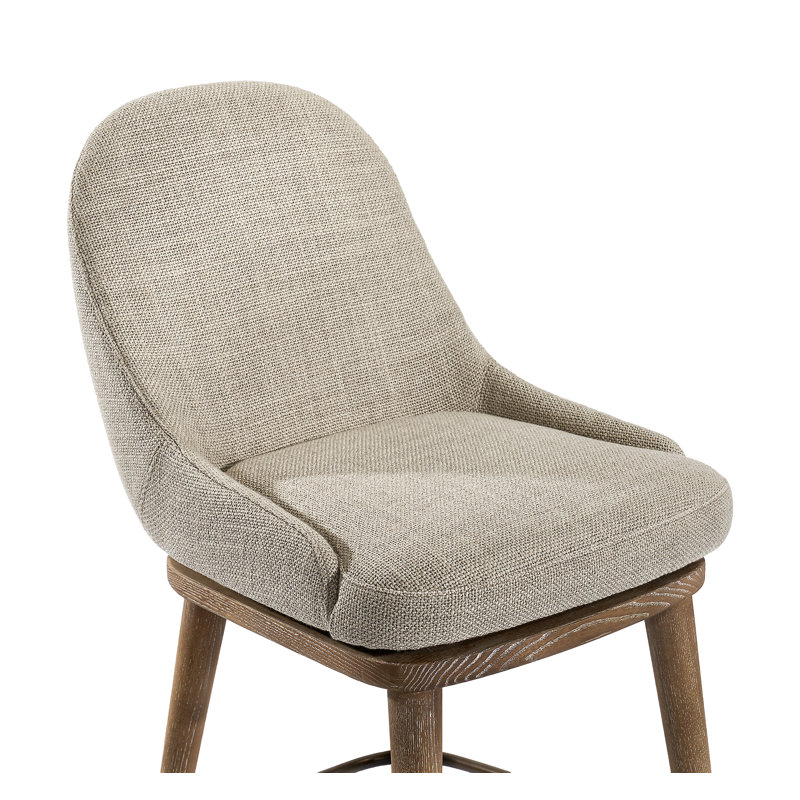 Harper Autumn Brown and Flax Loomed Linen Swivel Counter Stool