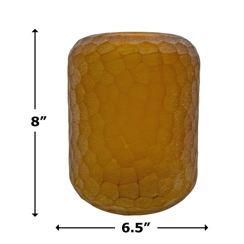 Vase en verre fabriqué à la main à motifs - vase décoratif décoratif texturé, ambre et mauve, Ambre, H 8 po x l 7 po x P 7 po
