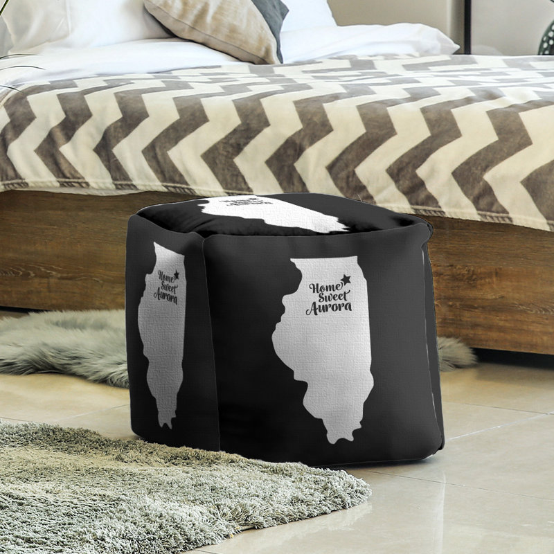 Repose-pieds cube aurora illinois, Noir