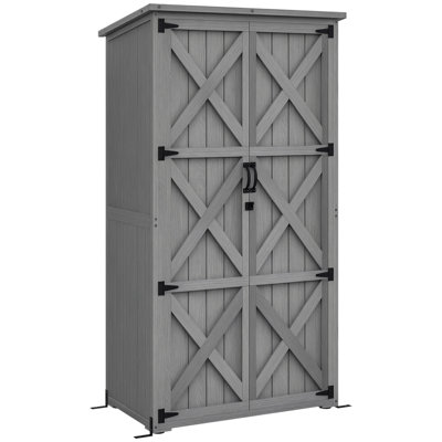 Armoire de rangement extérieure avec toit en asphalte imperméable, bois naturel