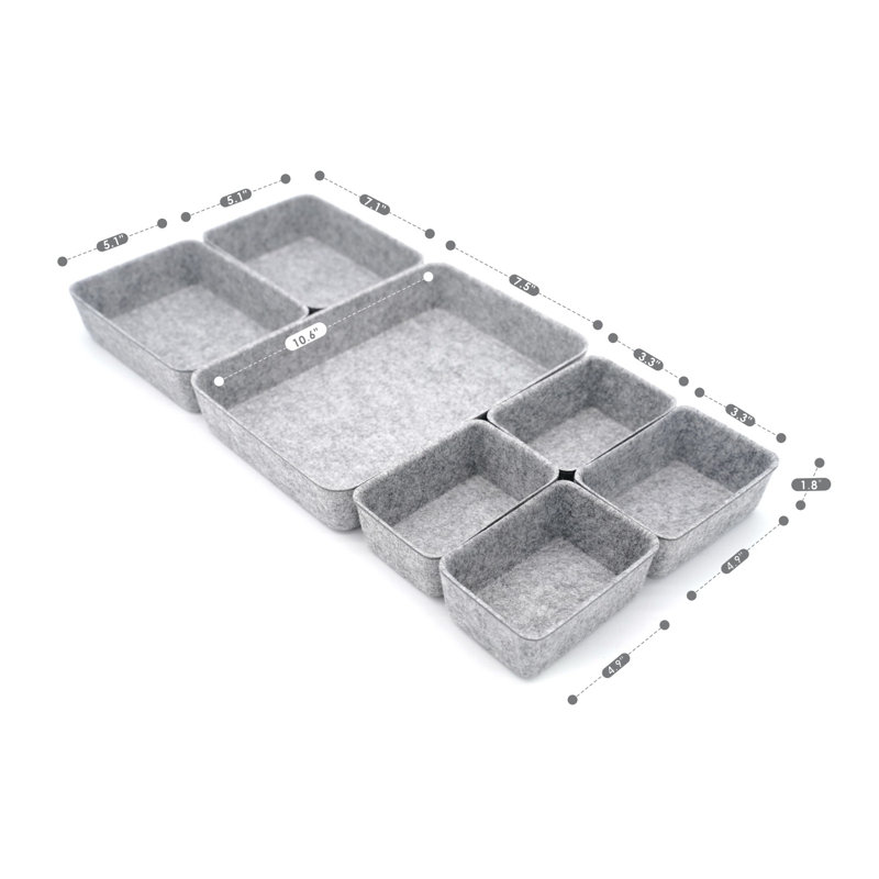 2.4'' H x 7.9'' W x 10.8'' D Organizer Set, Gray