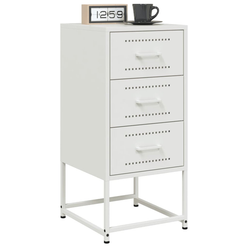 Raddatz 36cm W Steel Bedside Table, White, Set of 2