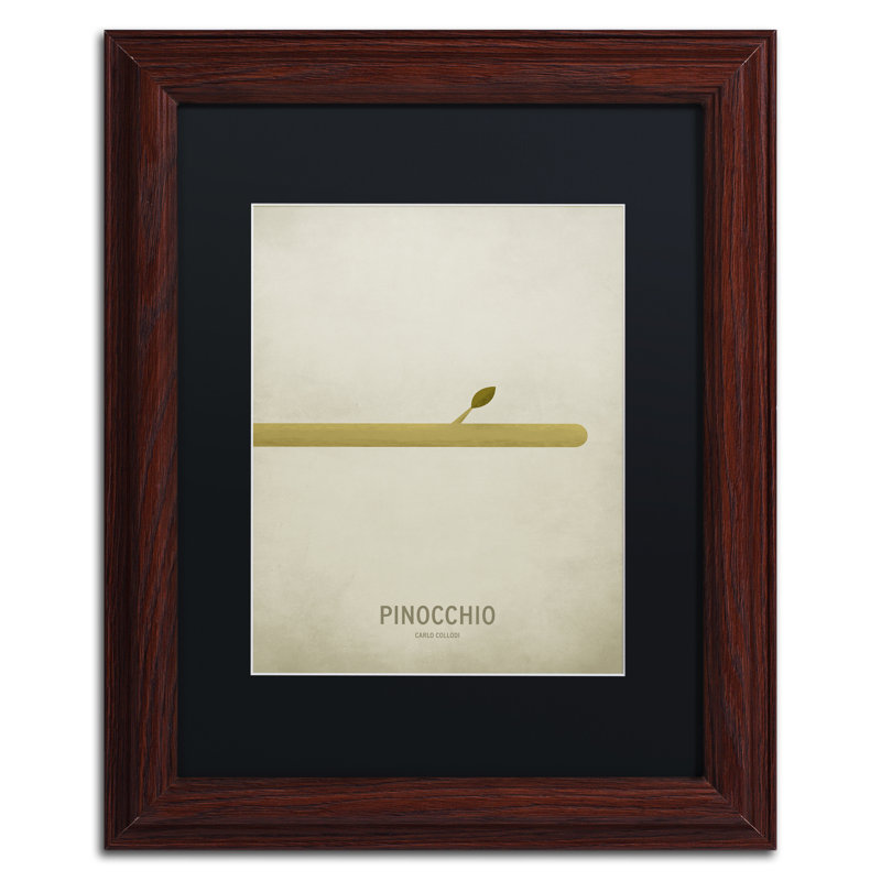 "pinocchio" par impression encadrée Christian Jackson, H 14 po x l 11 po x P 0,5 po, Noir, Encadrement brun