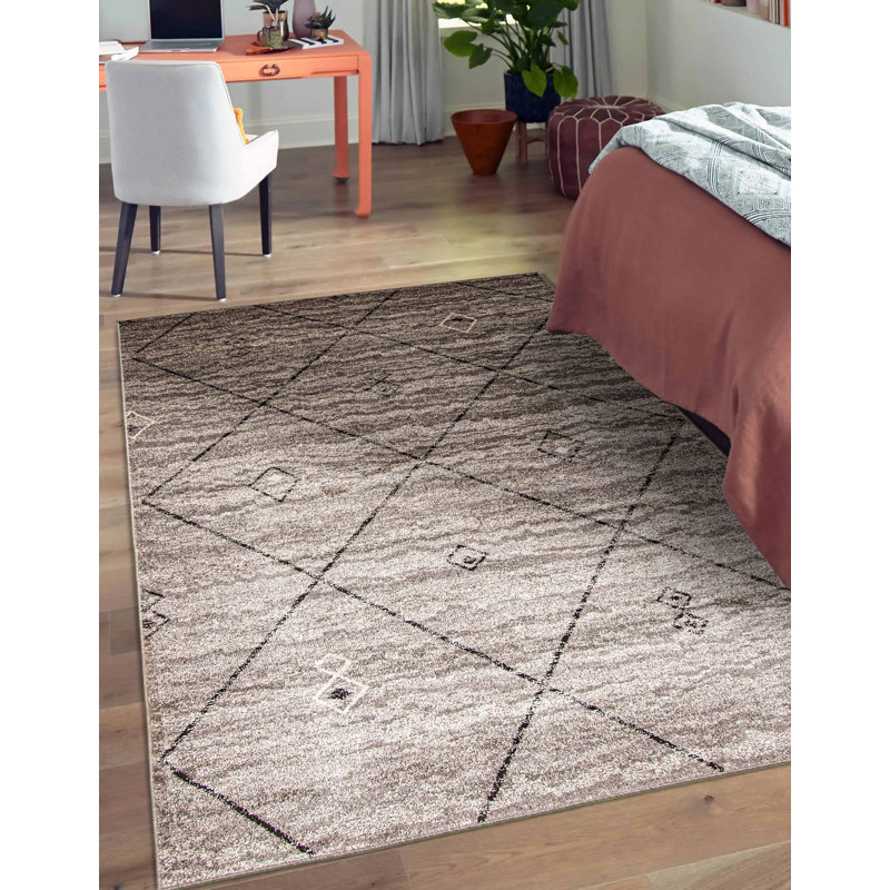 Tapis brun à motif géométrique Winslow, Rectangle 3 pi 11 po x 5 pi 7 po