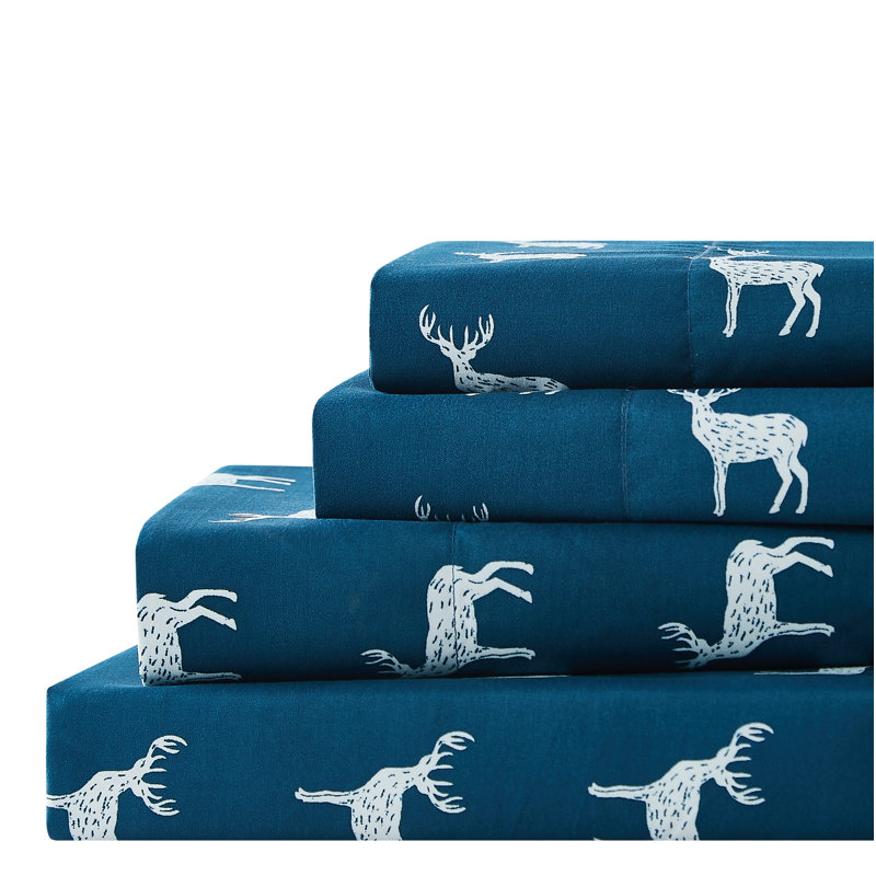Ensemble de draps en microfibre Aureliusz, bleu, Reine
