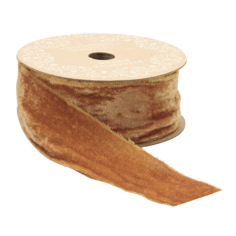 Ruban de velours à bord brut, H 2,5 po x l 360 po x P 2 po, Beige