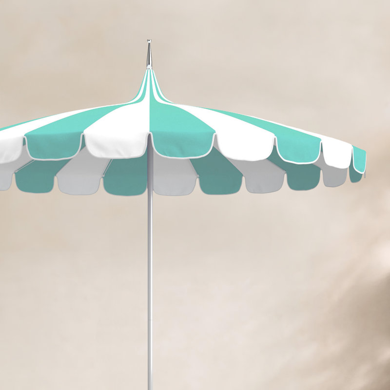 Ayman 8.5' Sunbrella® Two-Tone Pagoda Umbrella, Canvas Aruba Sunbrella® Canvas