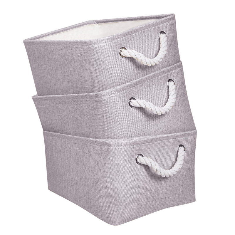 1 panier de rangement pliable en tissu avec poignées pour jouets, 16.54" H x 13.39" W x 1.18" D, Gray