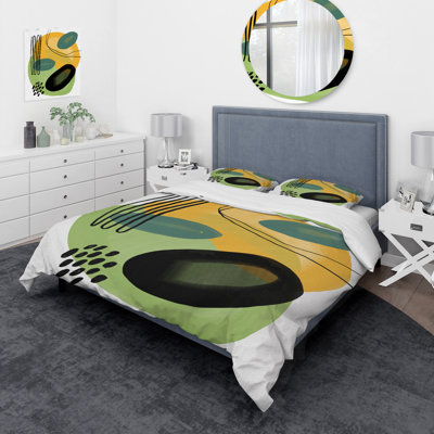 Ensemble de housse de couette en microfibre jaune / vert / blanc